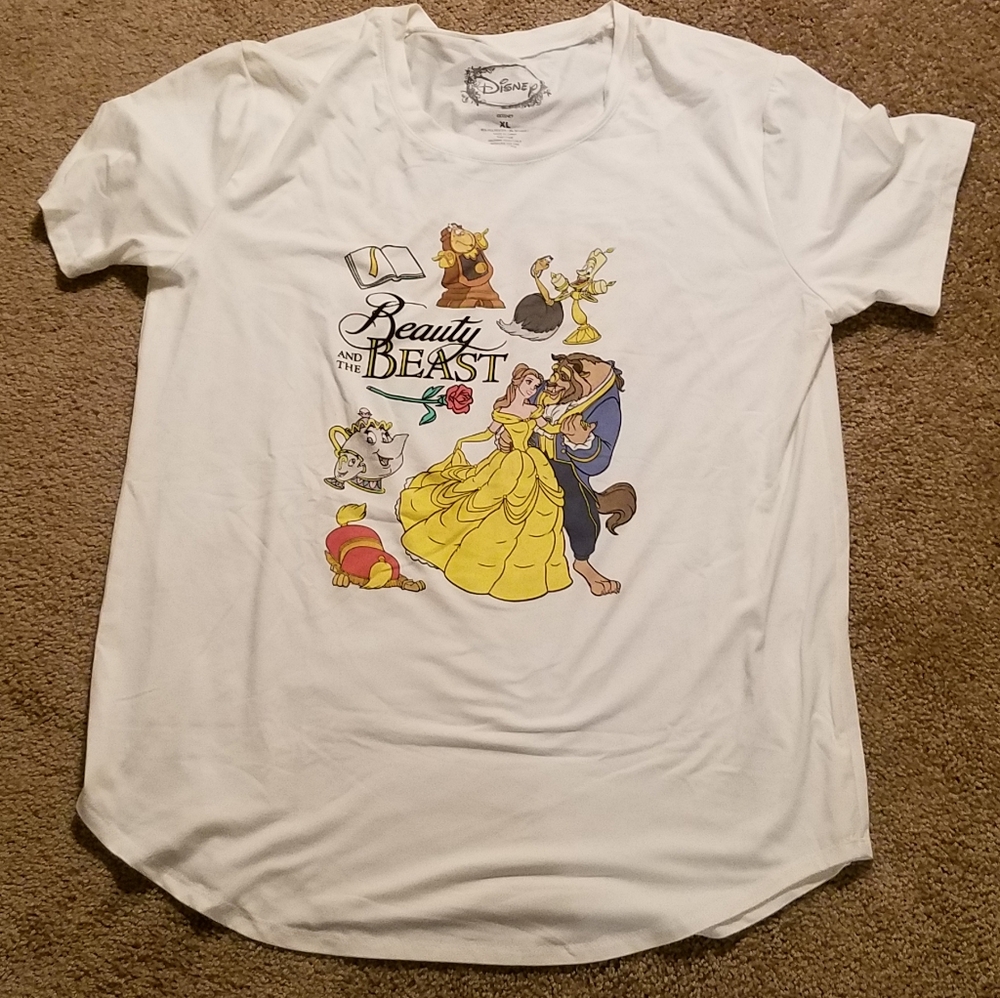 Beauty and the Beast Disney XL White Tee NWT
